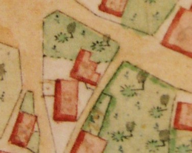 Kartenausschnitt aus Katasterkarte 1818; Haus Nr. 28