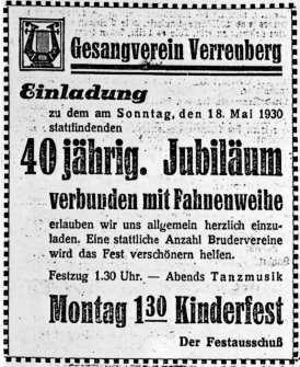 40 jähriges Jubiläum des Gesangverein Verrenerg
