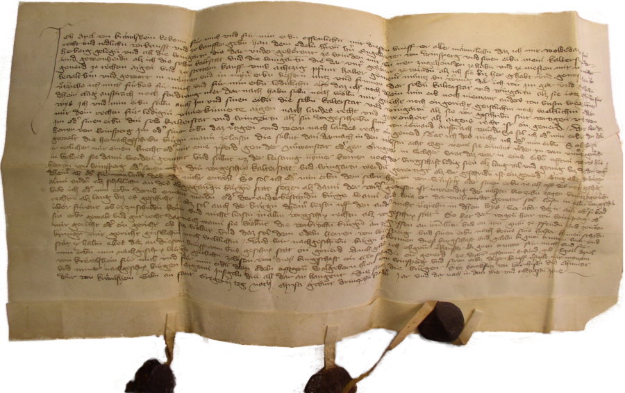 Urkunde aus dem Hohenloher Zentralarchiv Nst: Ga 15 Schubl. L Nr.84 von 1384 zu Verrenberg