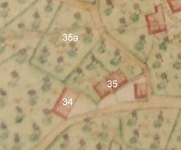 Kartenausschnitt aus Katasterkarte 1818; Haus Nr. 35a