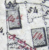 Kartenausschnitt aus Katasterkarte 1839; Haus Nr. 14