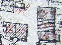 Kartenausschnitt aus Katasterkarte 1839; Haus Nr. 16-17