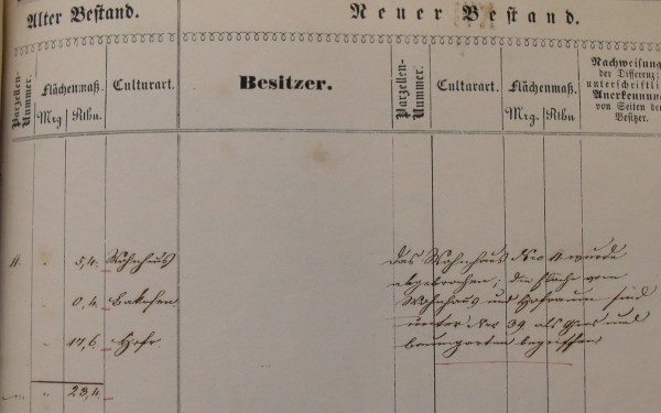 Nachtrag zum Primärkataster Verrenberg, 1856; Haus 11