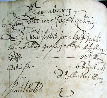 Summe der Flächen - Palmershof Verrenberg 1689