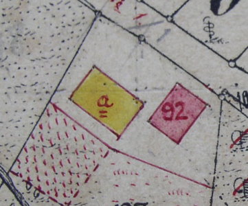 Kartenausschnitt aus Karte von 1833; Haus Nr. 92